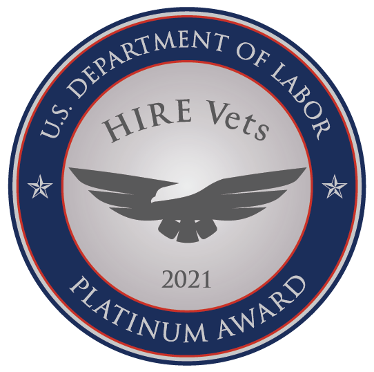 US Department of Labor Platinum Award - HIRE Vets 2021